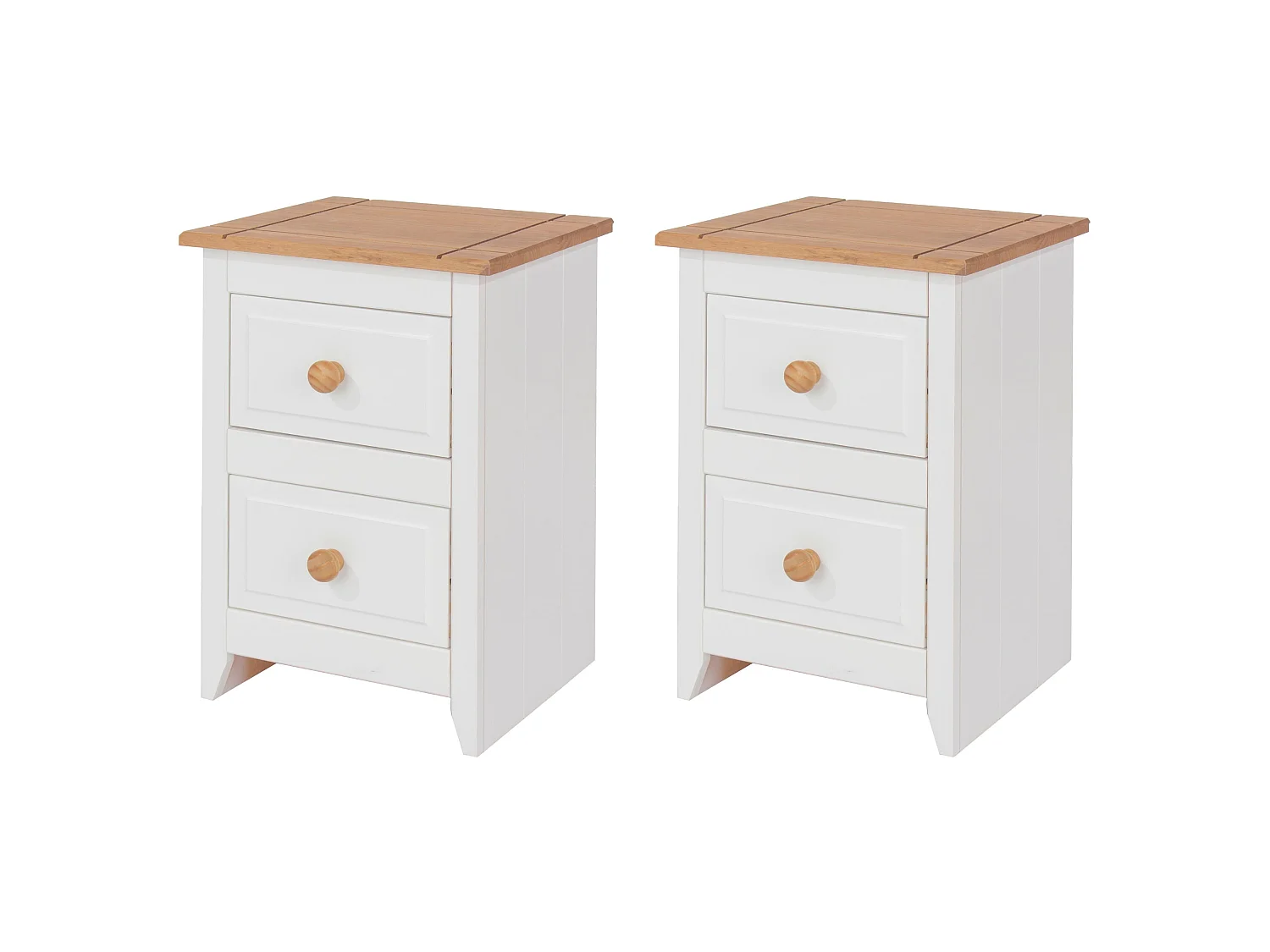 Pair of Capri Coastal 2-Drawer Petite Bedside Cabinets, White Finish, Set of 2