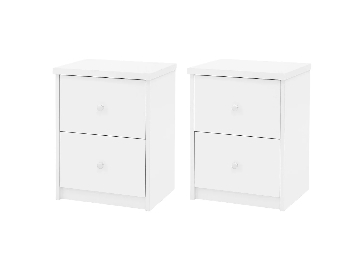 Pair of Freya 2-Drawer Modern Bedside Cabinet, Set of 2