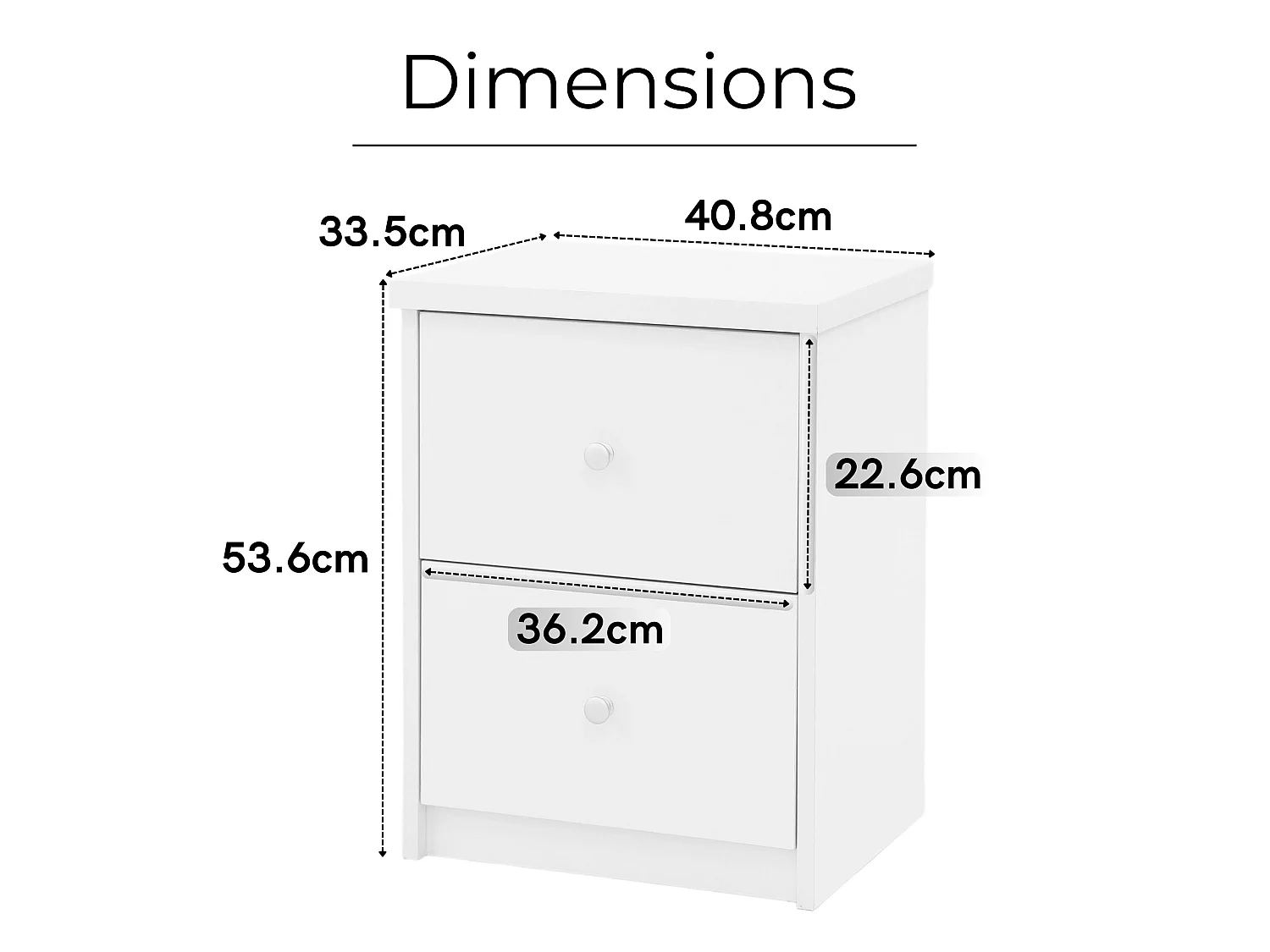 Freya 2-Drawer Modern Bedside Cabinet