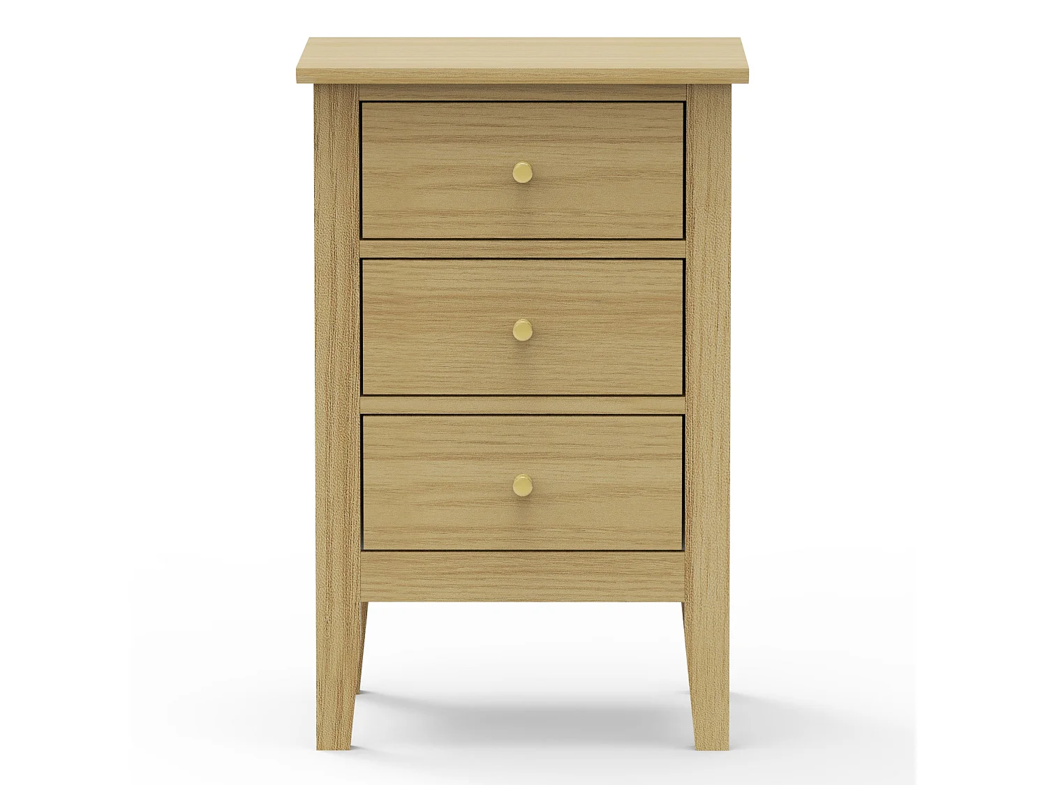Henley Premium 3-Drawer Bedside Cabinet, Golden-Oak Finish with Metal Hardware