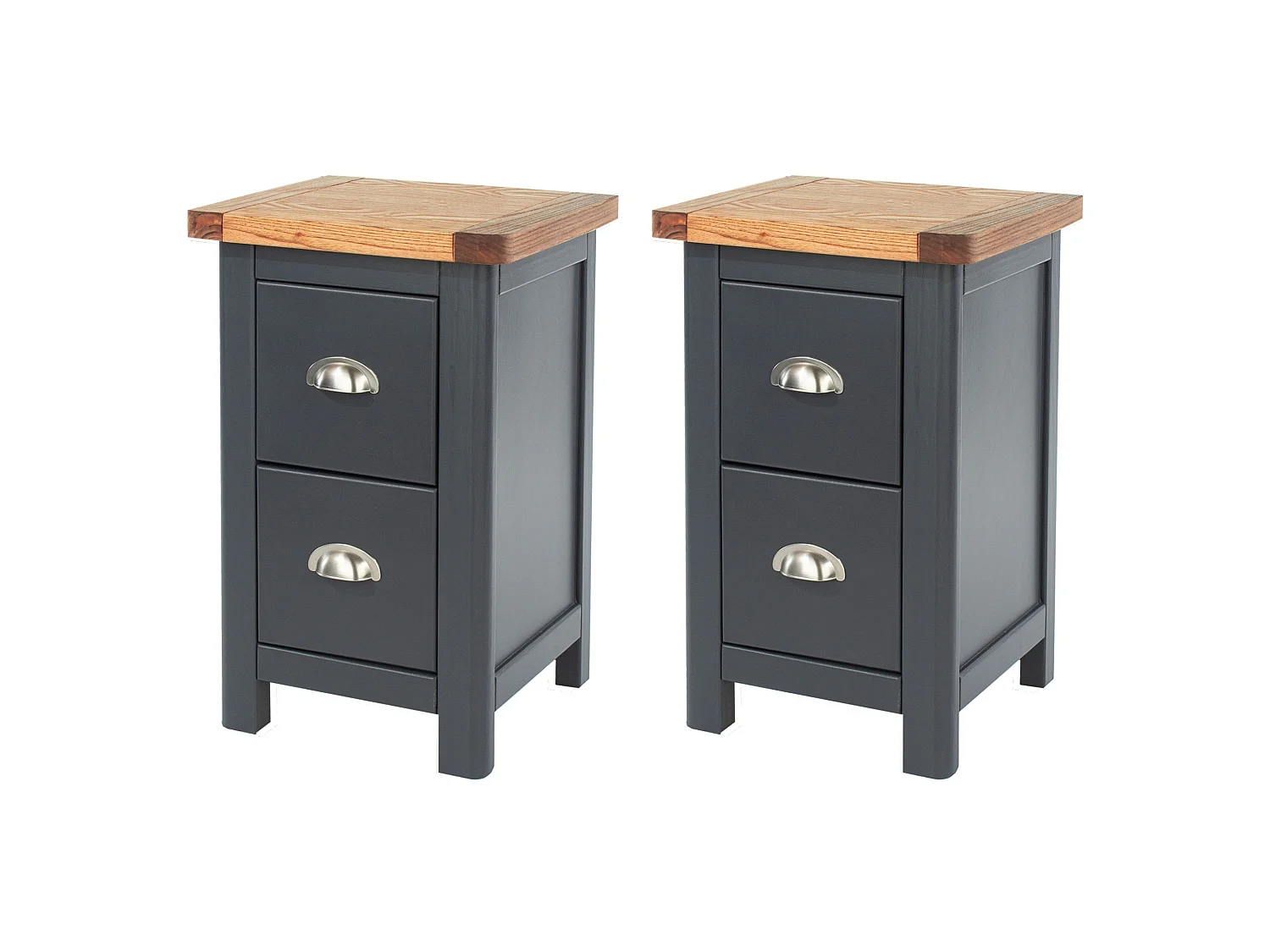 Pair of Dunkeld Midnight 2-Drawer Petite Bedside Cabinets, Dark Blue