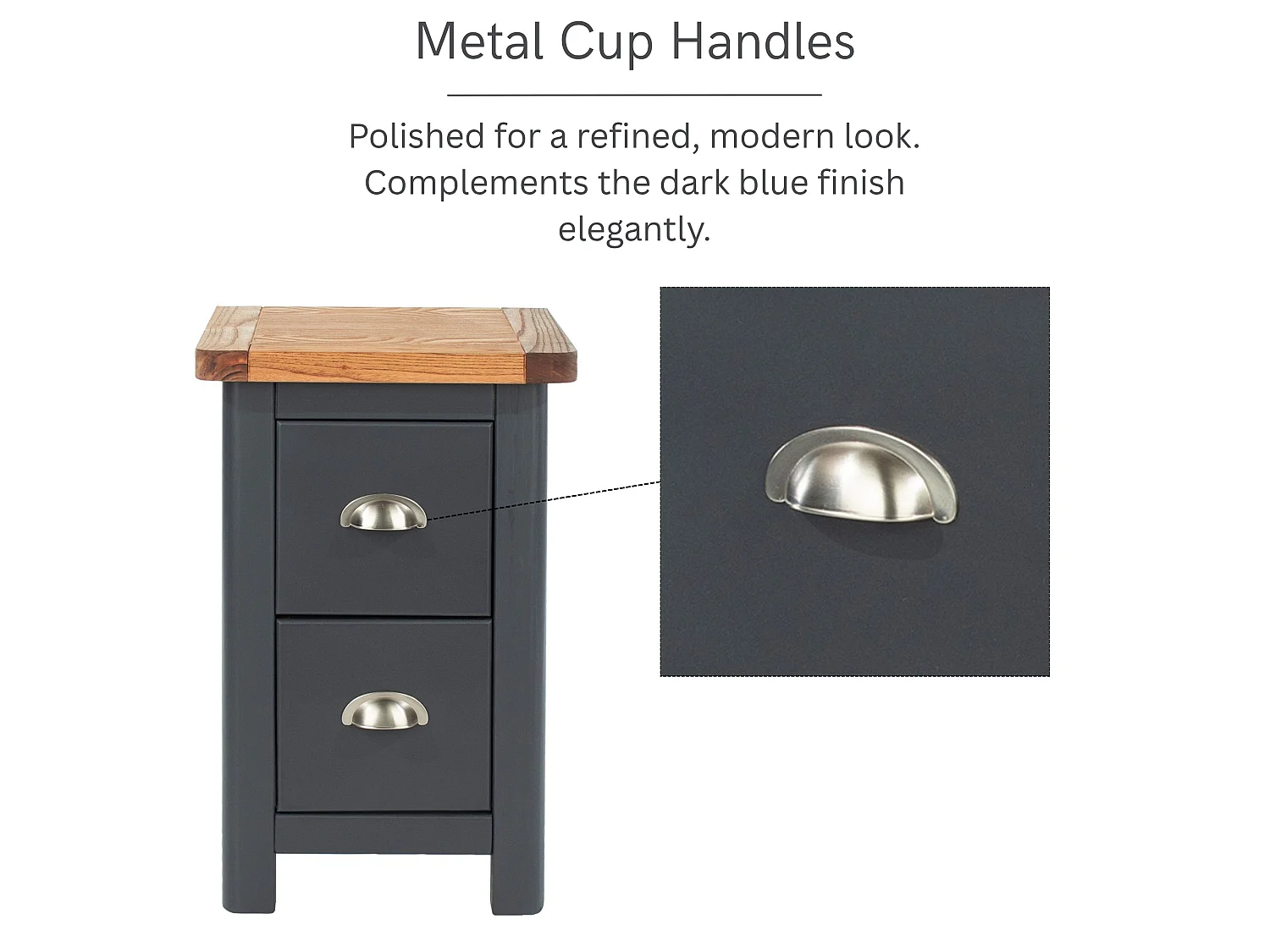 Pair of Dunkeld Midnight 2-Drawer Petite Bedside Cabinets, Dark Blue