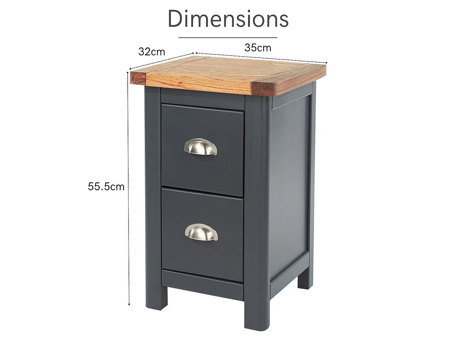 Pair of Dunkeld Midnight 2-Drawer Petite Bedside Cabinets, Dark Blue