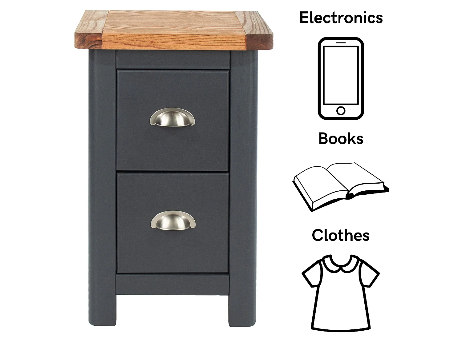 Pair of Dunkeld Midnight 2-Drawer Petite Bedside Cabinets, Dark Blue