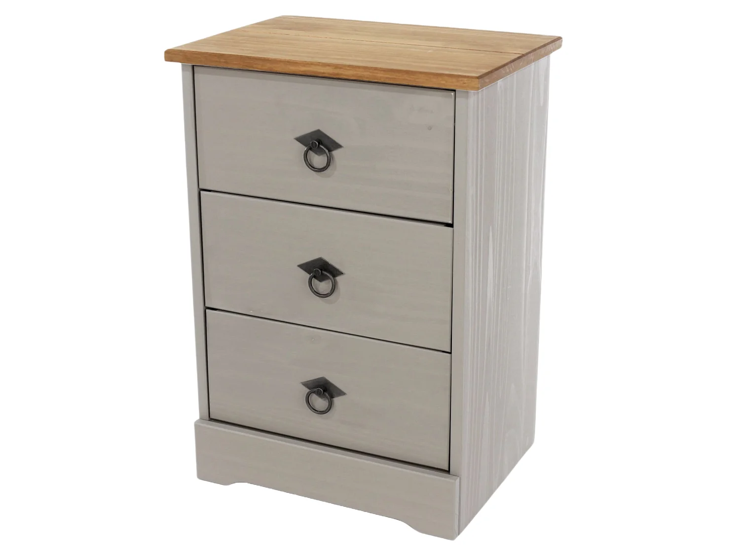 Pair of Corona Grey Modern 3-Drawer Bedside Cabinet, Set of 2