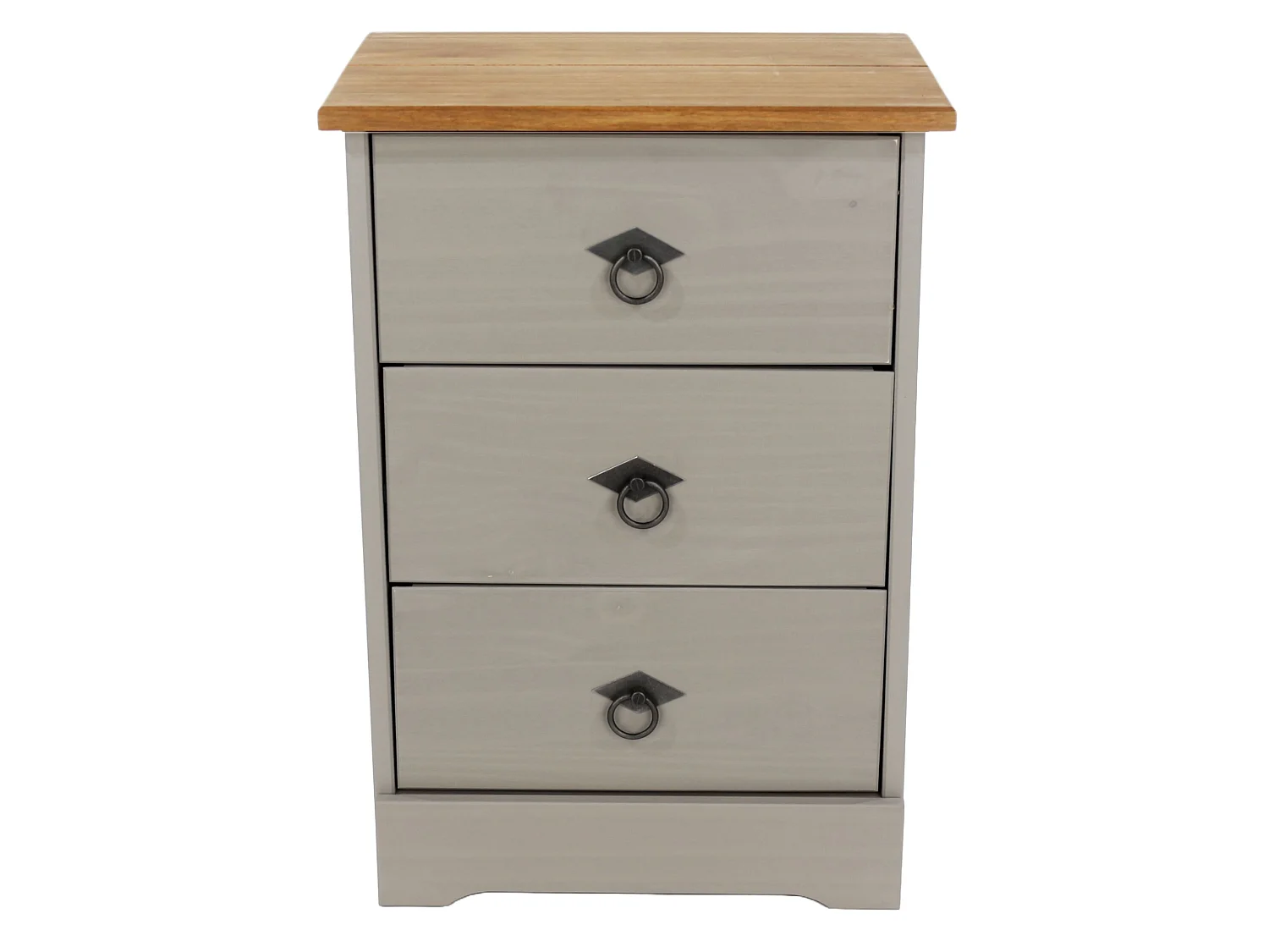 Pair of Corona Grey Modern 3-Drawer Bedside Cabinet, Set of 2