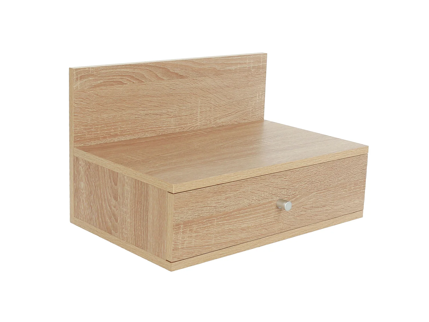 Pair Of Kelly Oak Effect Wall Hanging One Drawer Bedside Cabinets