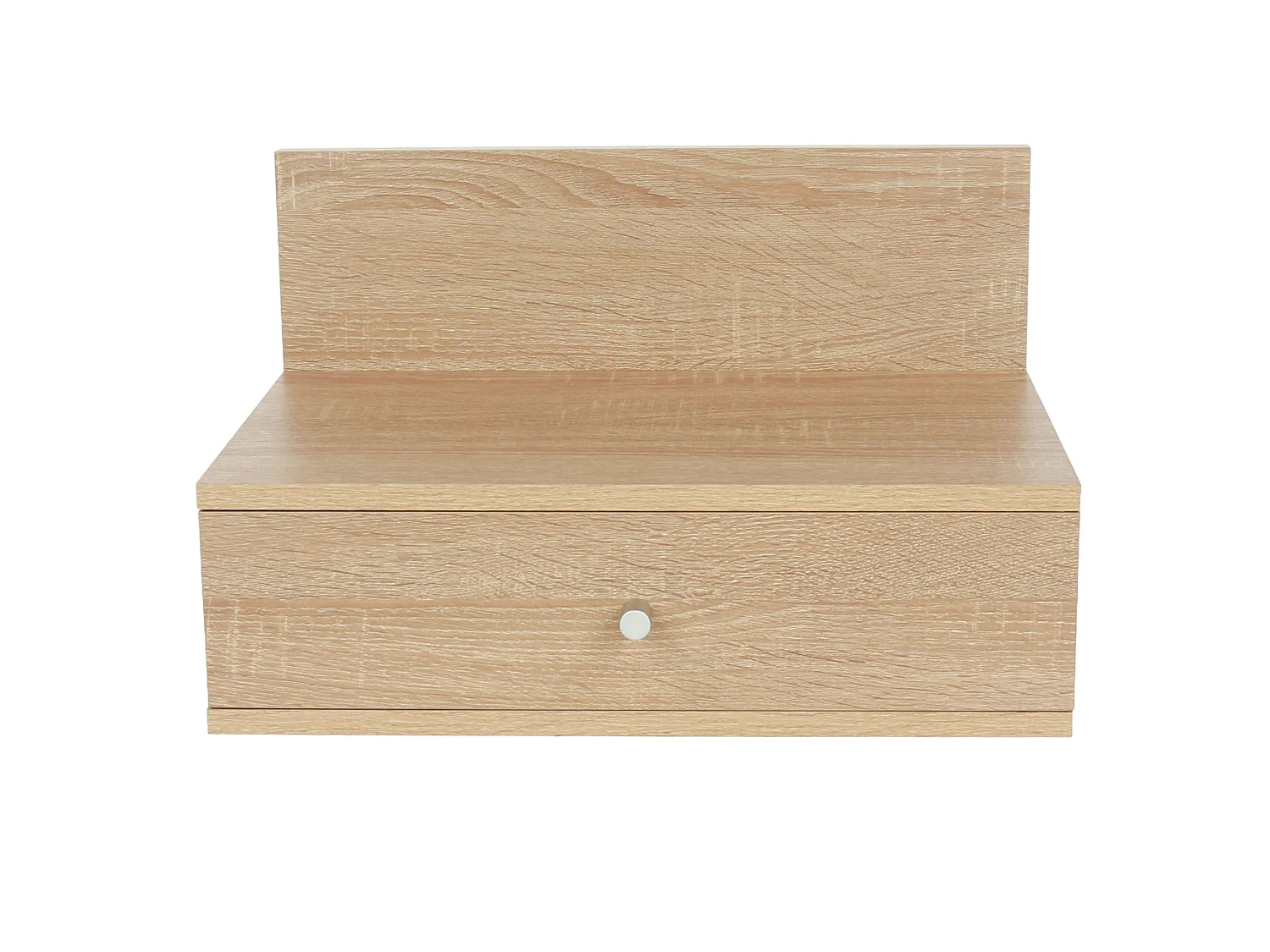 Pair Of Kelly Oak Effect Wall Hanging One Drawer Bedside Cabinets