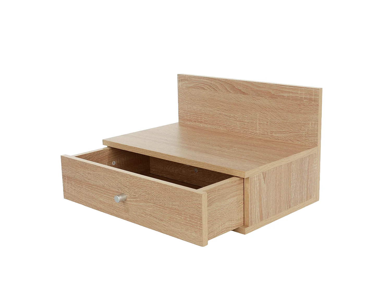 Pair Of Kelly Oak Effect Wall Hanging One Drawer Bedside Cabinets
