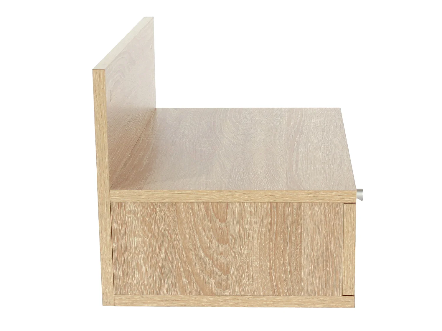 Pair Of Kelly Oak Effect Wall Hanging One Drawer Bedside Cabinets
