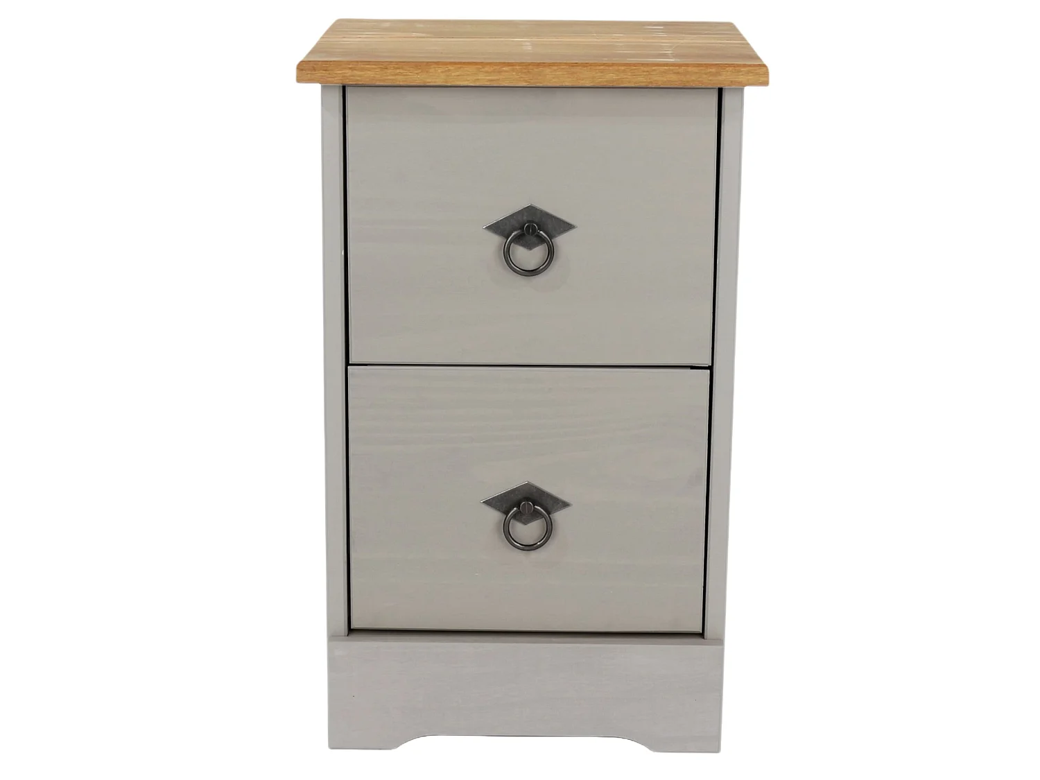 Pair of Corona Grey Modern 2-Drawer Compact Bedside Cabinet, Set of 2