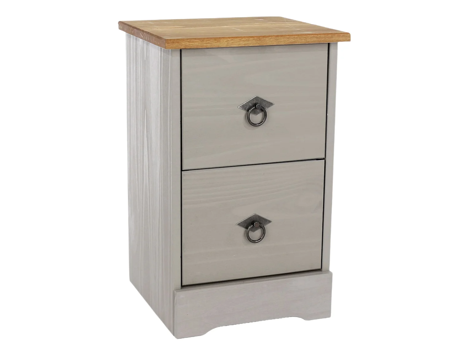 Pair of Corona Grey Modern 2-Drawer Compact Bedside Cabinet, Set of 2