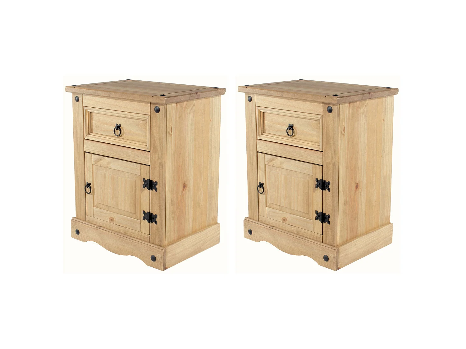 Pair of Corona 1 Door, 1 Drawer Bedside Cabinets, Set of 2