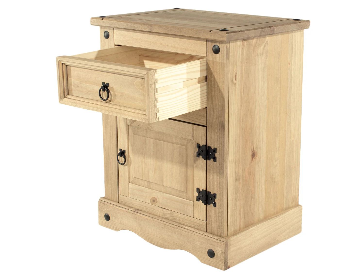 Pair of Corona 1 Door, 1 Drawer Bedside Cabinets, Set of 2