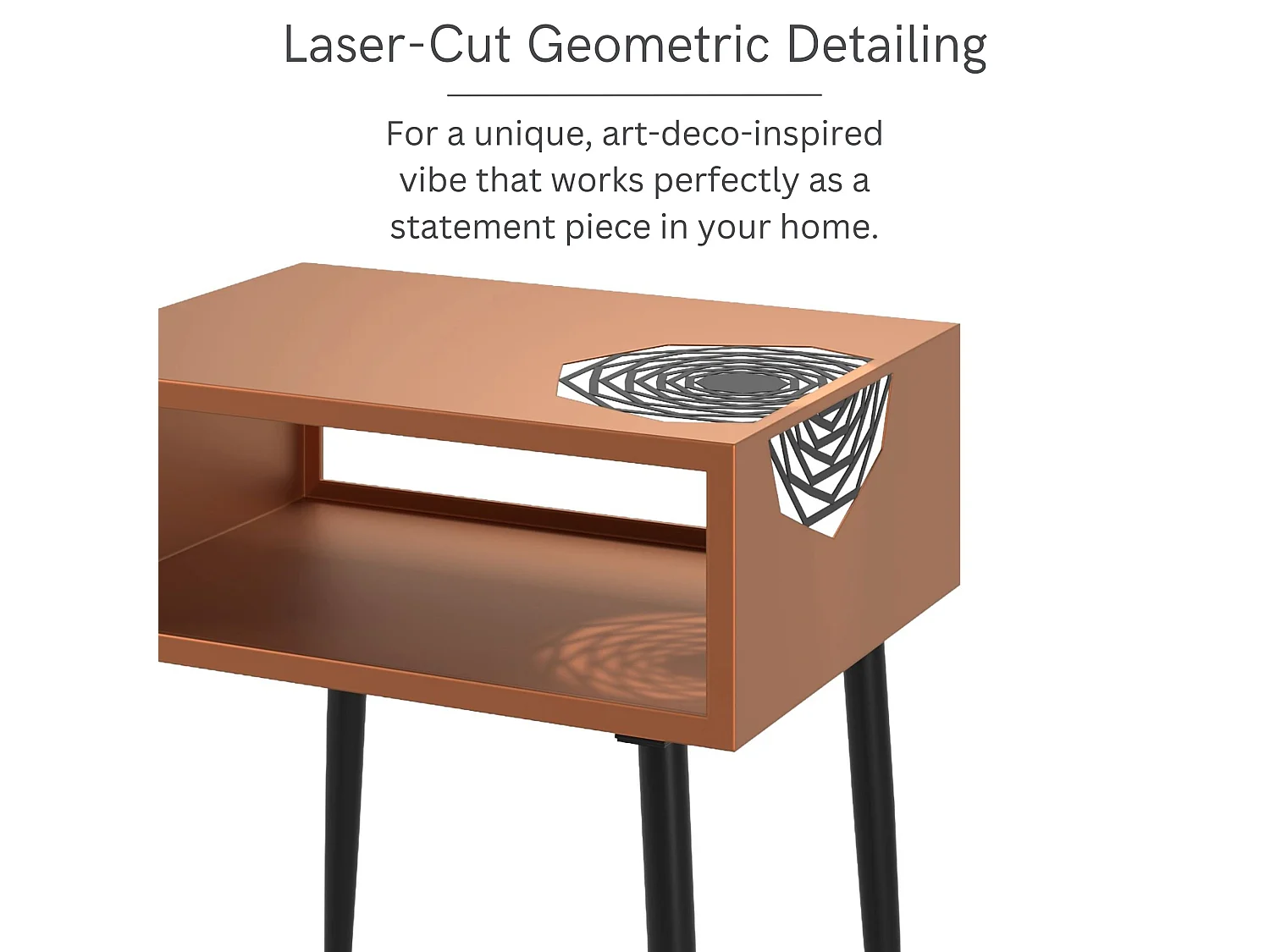 Pair of Galaxy Metal Bedside Tables, Copper with Black Legs, Set Of 2