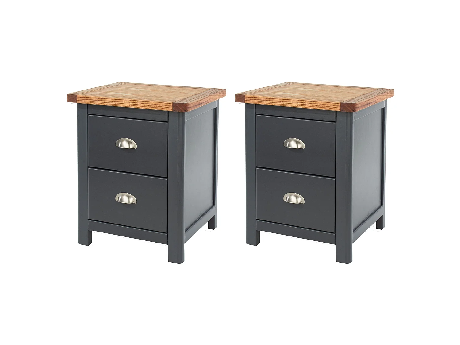 Dunkeld Pair of Midnight 2-Drawer Spacious Bedside Cabinets, Dark Blue