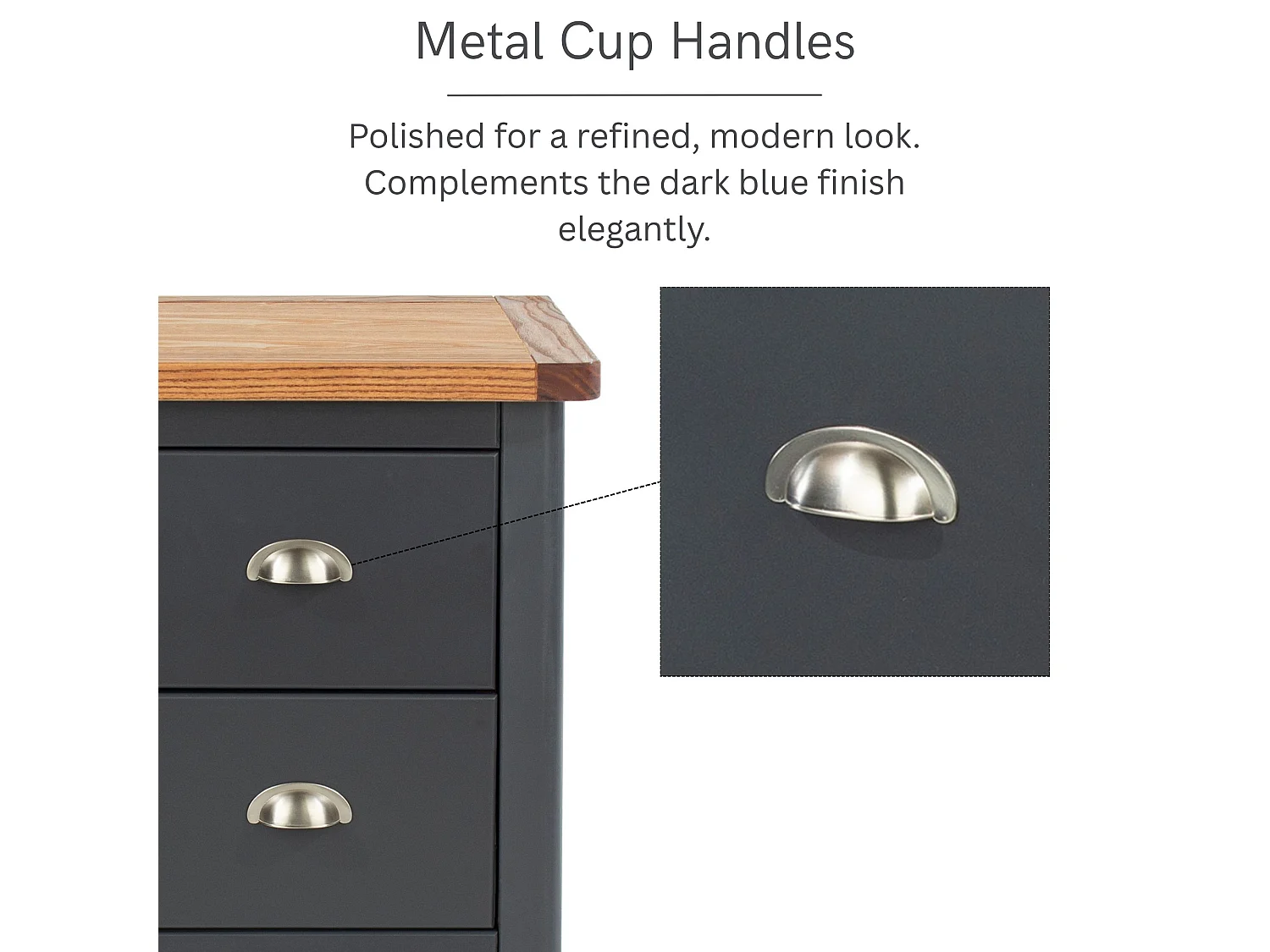 Dunkeld Pair of Midnight 2-Drawer Spacious Bedside Cabinets, Dark Blue
