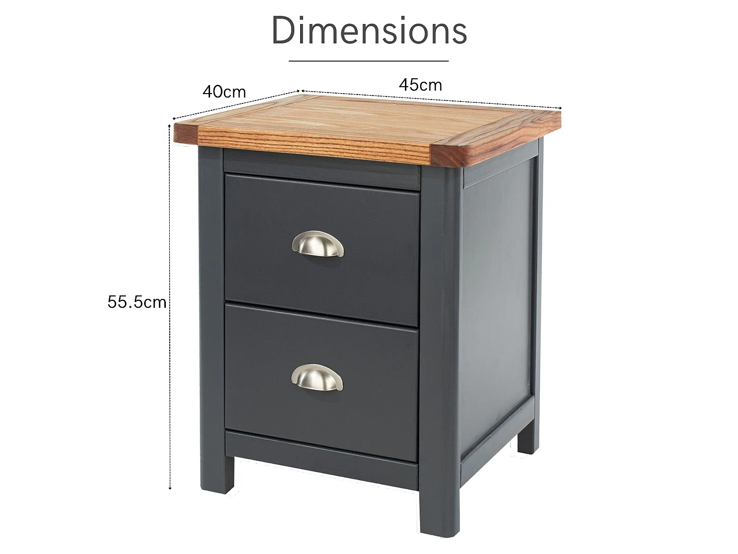 Dunkeld Pair of Midnight 2-Drawer Spacious Bedside Cabinets, Dark Blue