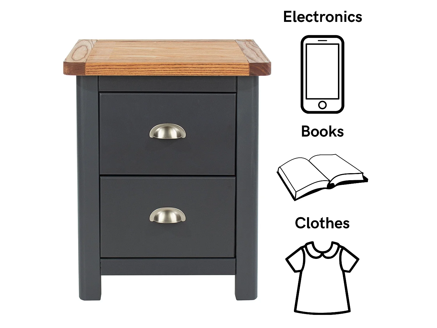 Dunkeld Pair of Midnight 2-Drawer Spacious Bedside Cabinets, Dark Blue