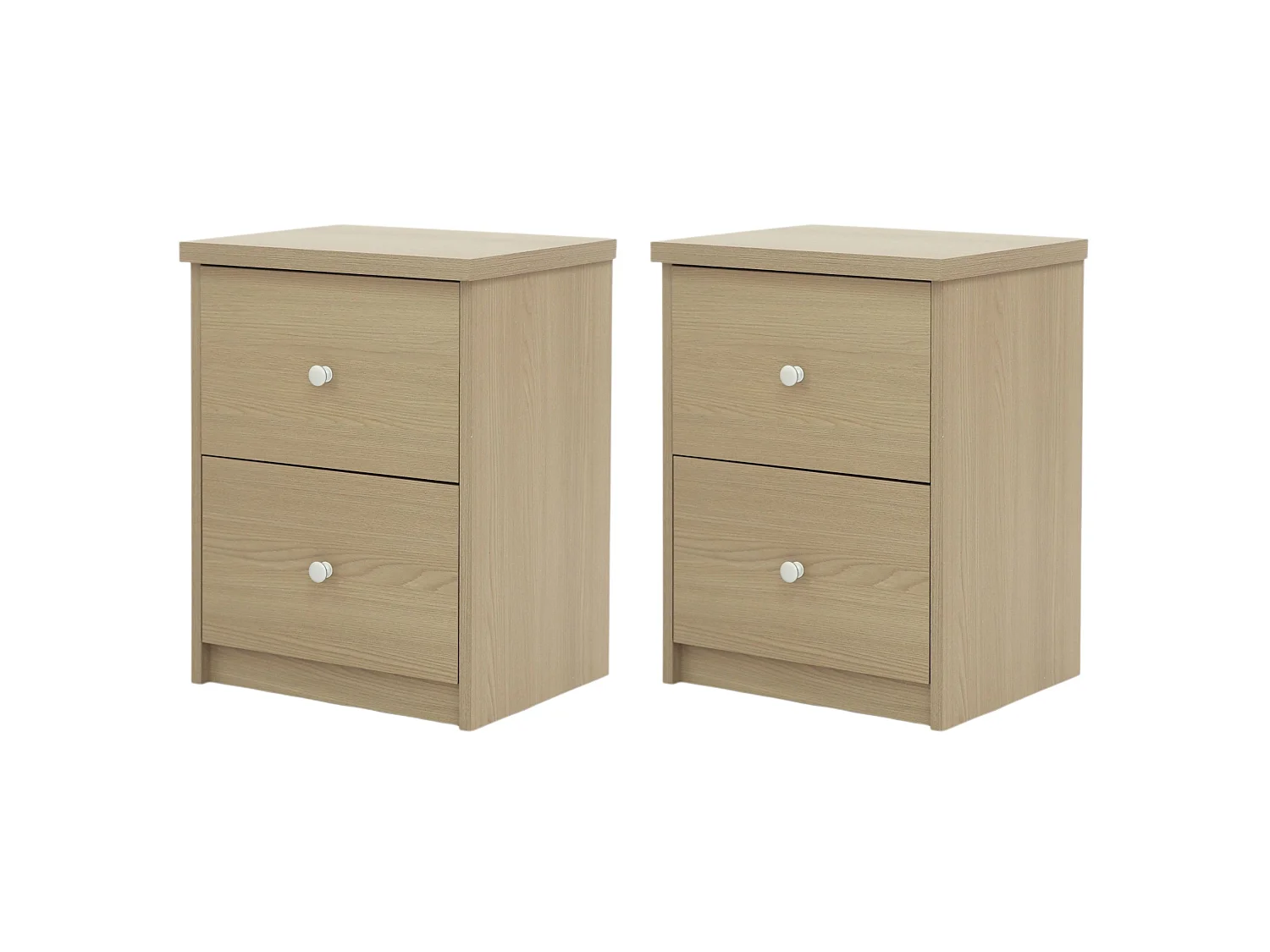 Pair of Freya 2-Drawer Modern Bedside Cabinet, Set of 2