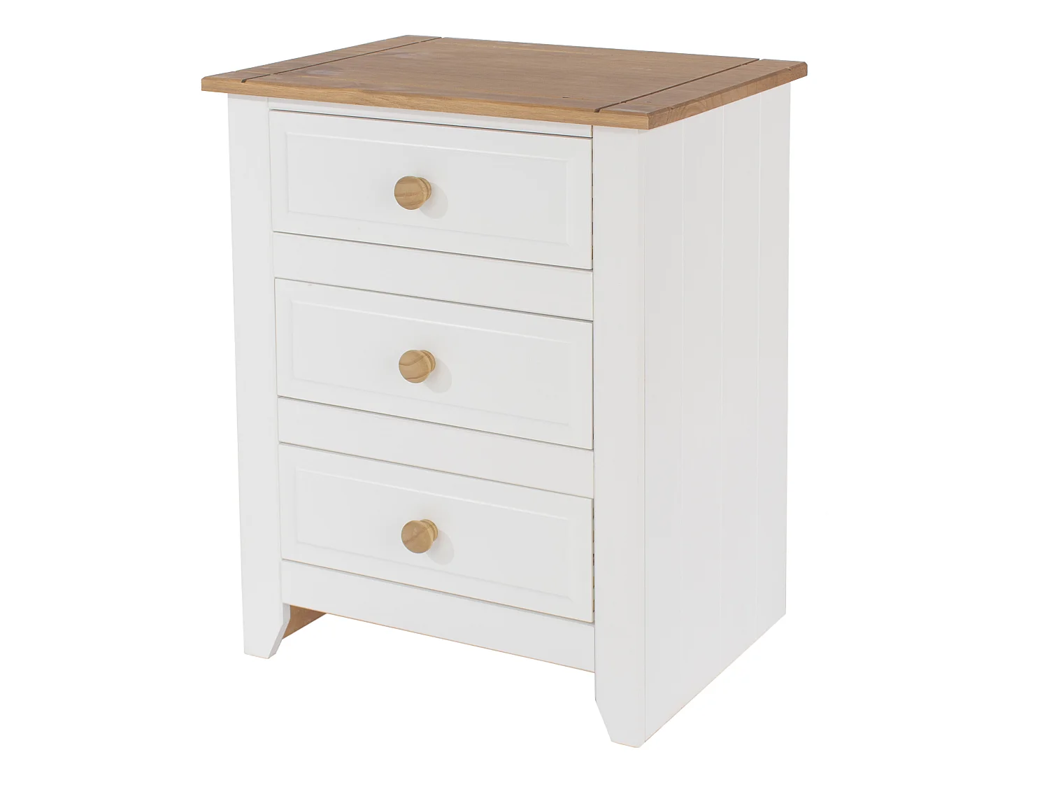 Capri Coastal 3-Drawer Bedside Cabinet, White Finish