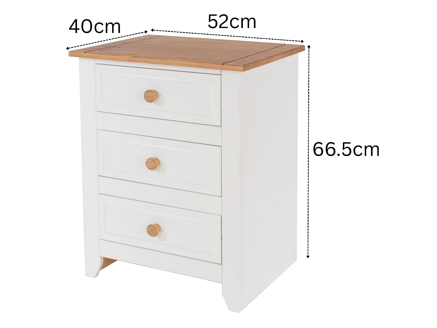 Capri Coastal 3-Drawer Bedside Cabinet, White Finish