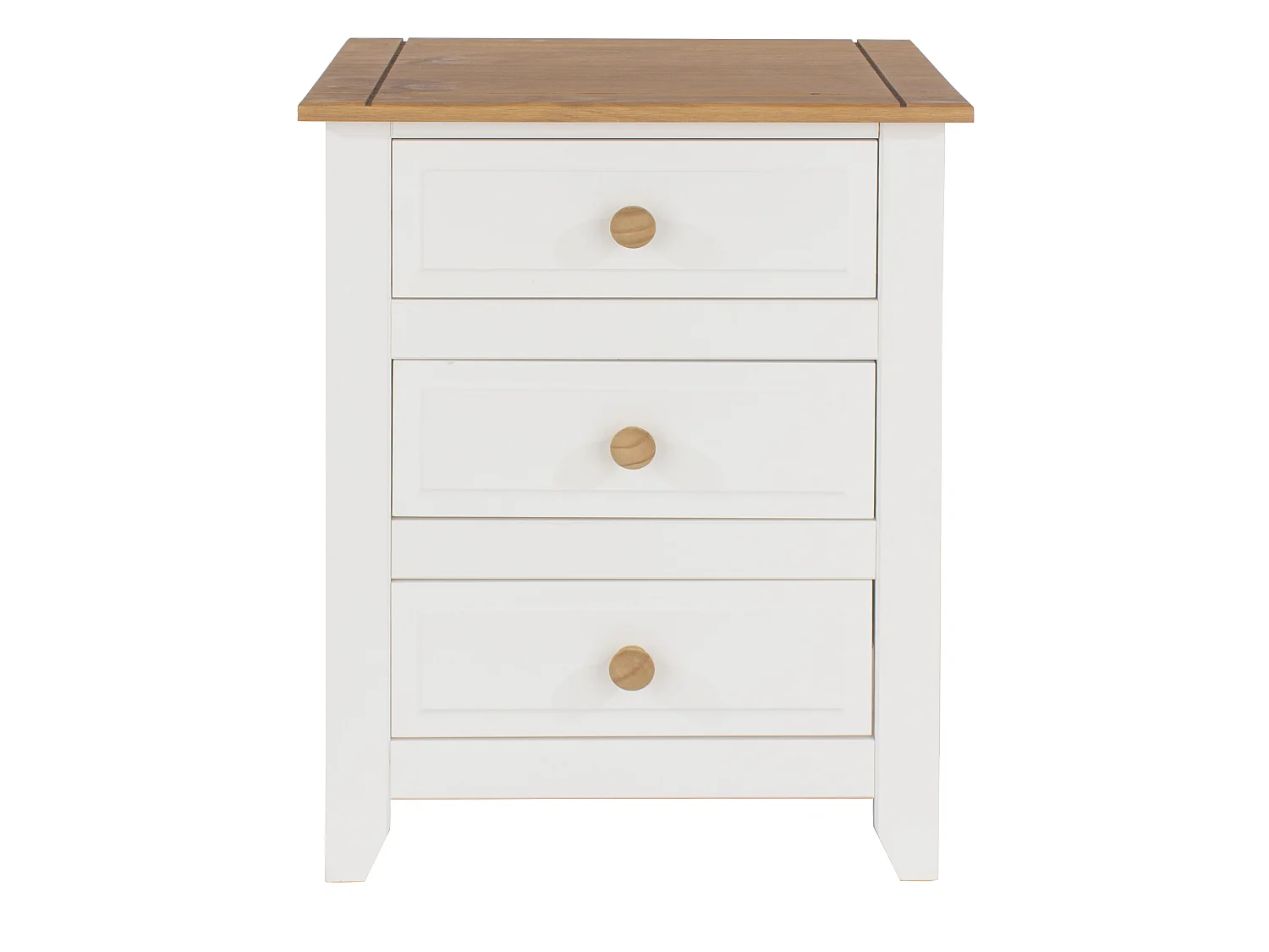 Capri Coastal 3-Drawer Bedside Cabinet, White Finish