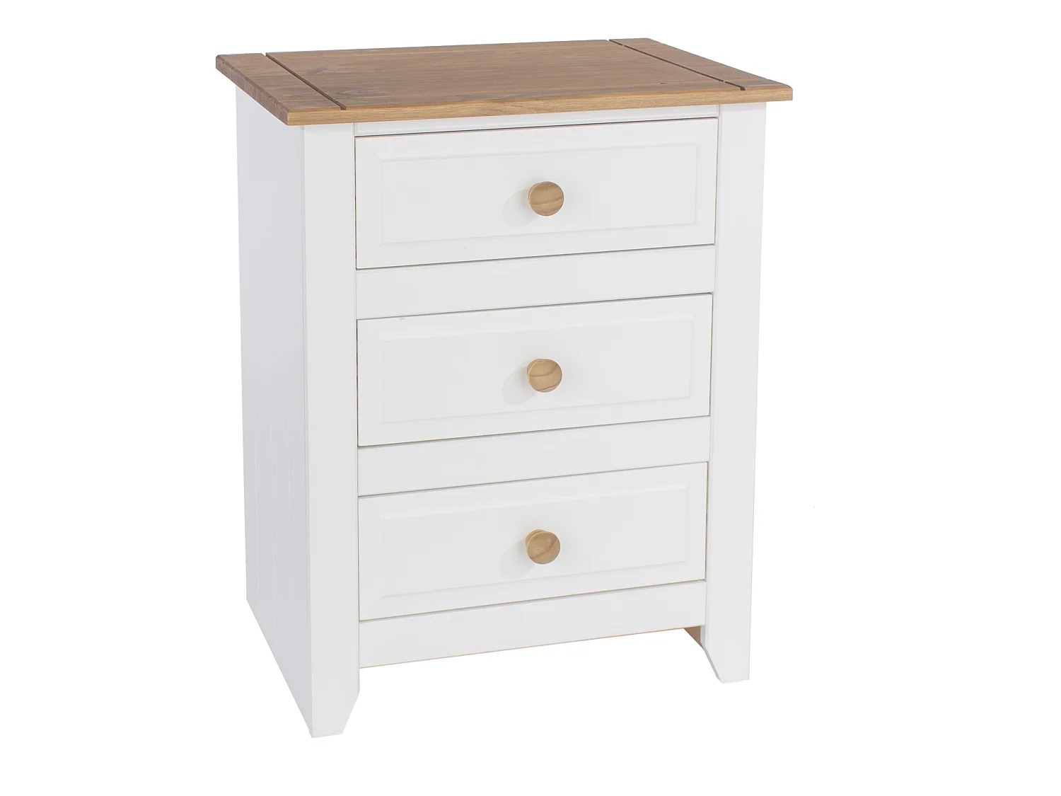 Capri Coastal 3-Drawer Bedside Cabinet, White Finish