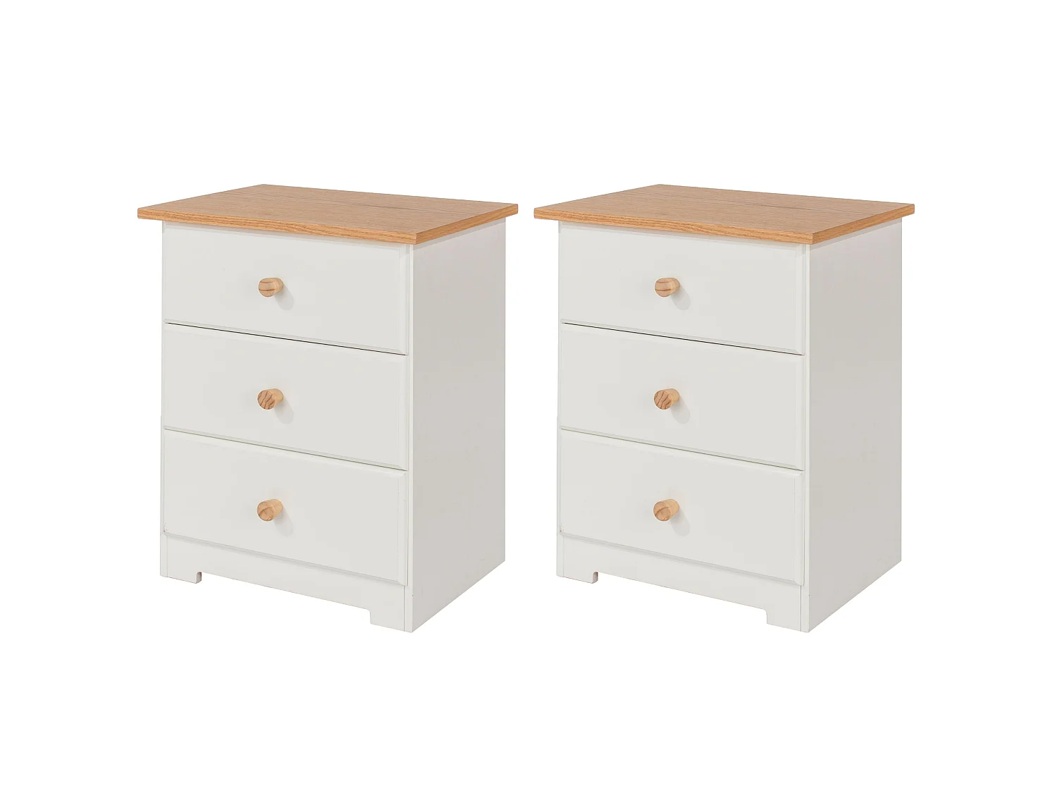 Pair of Colorado 3-Drawer Bedside Cabinets, White Finish, Set of 2