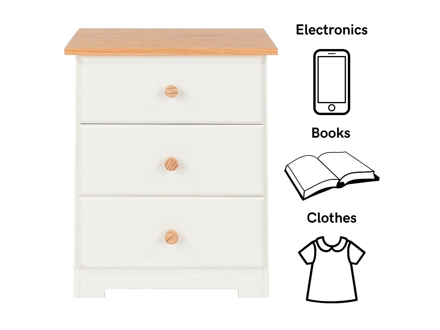 Pair of Colorado 3-Drawer Bedside Cabinets, White Finish, Set of 2