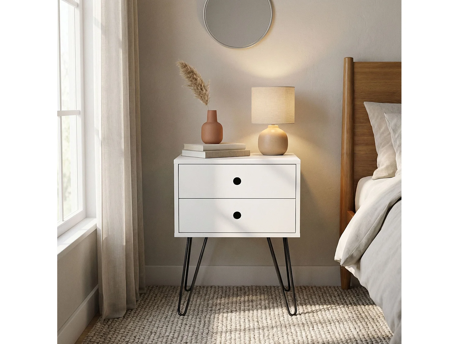 Telford, 2 Drawer Bedside Cabinet With Metal Legs, Pack Of 2