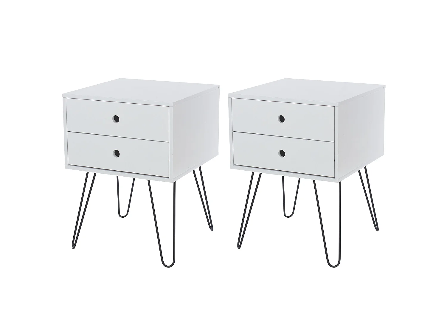 Telford, 2 Drawer Bedside Cabinet With Metal Legs, Pack Of 2