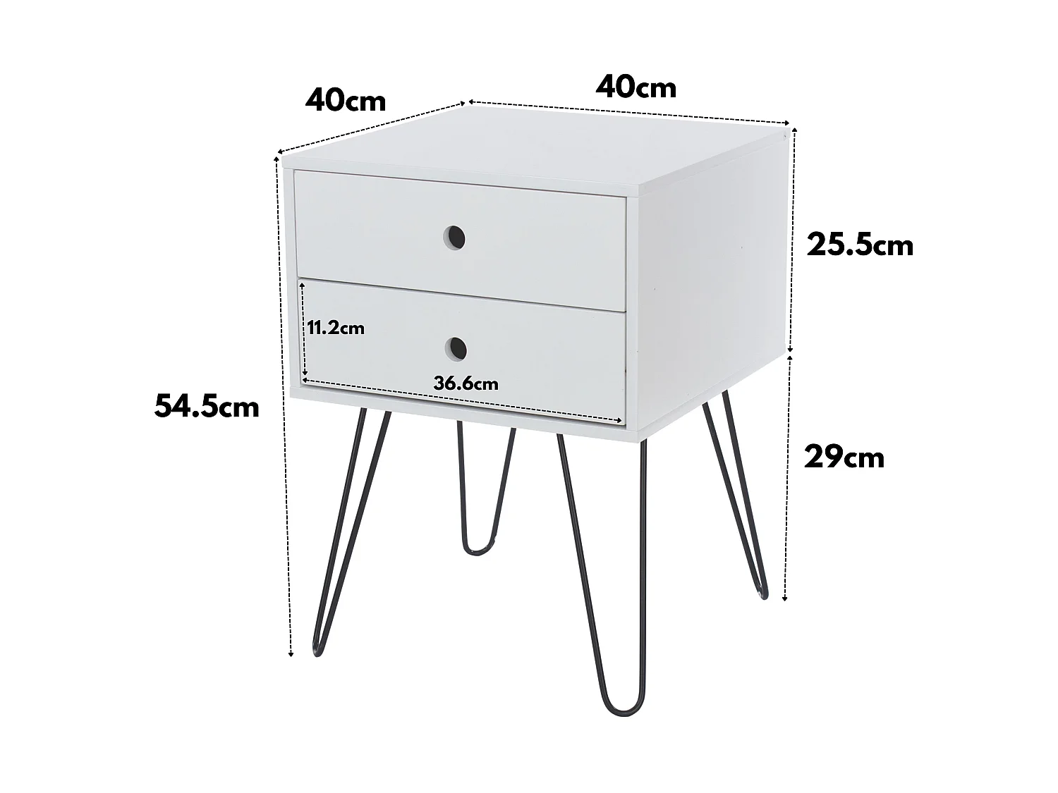 Telford, 2 Drawer Bedside Cabinet With Metal Legs, Pack Of 2