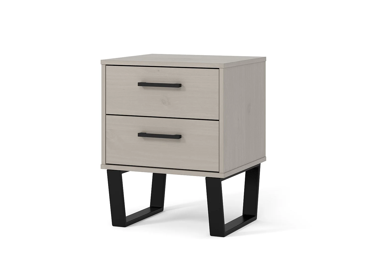Texas Grey 2-Drawer Bedside Cabinet, Industrial with Deep Wax Finish