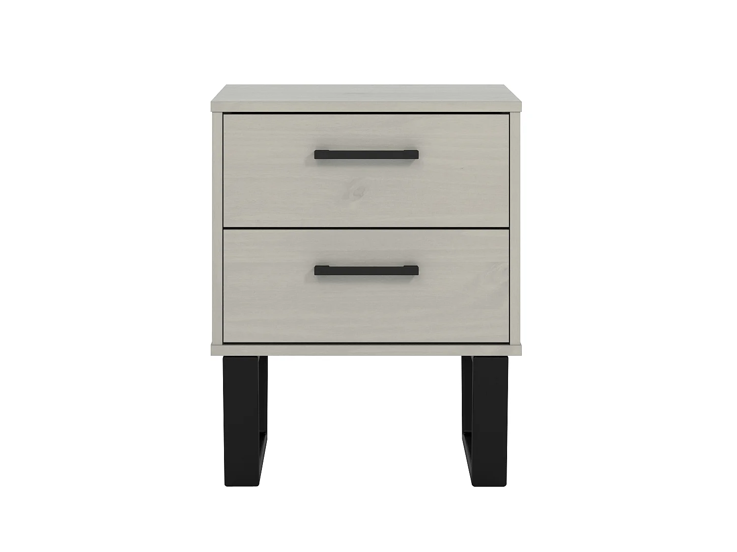 Texas Grey 2-Drawer Bedside Cabinet, Industrial with Deep Wax Finish