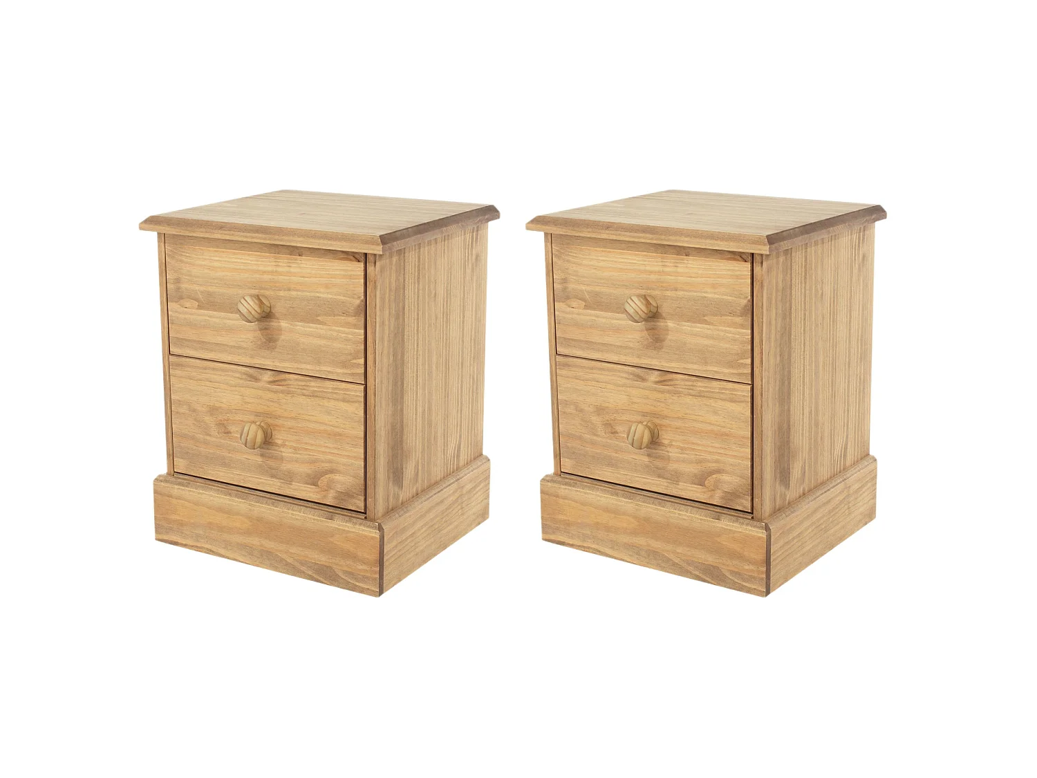Pair of Cotswold Country 2-Drawer Bedside Cabinets, Rustic Antique Wax, Set of 2