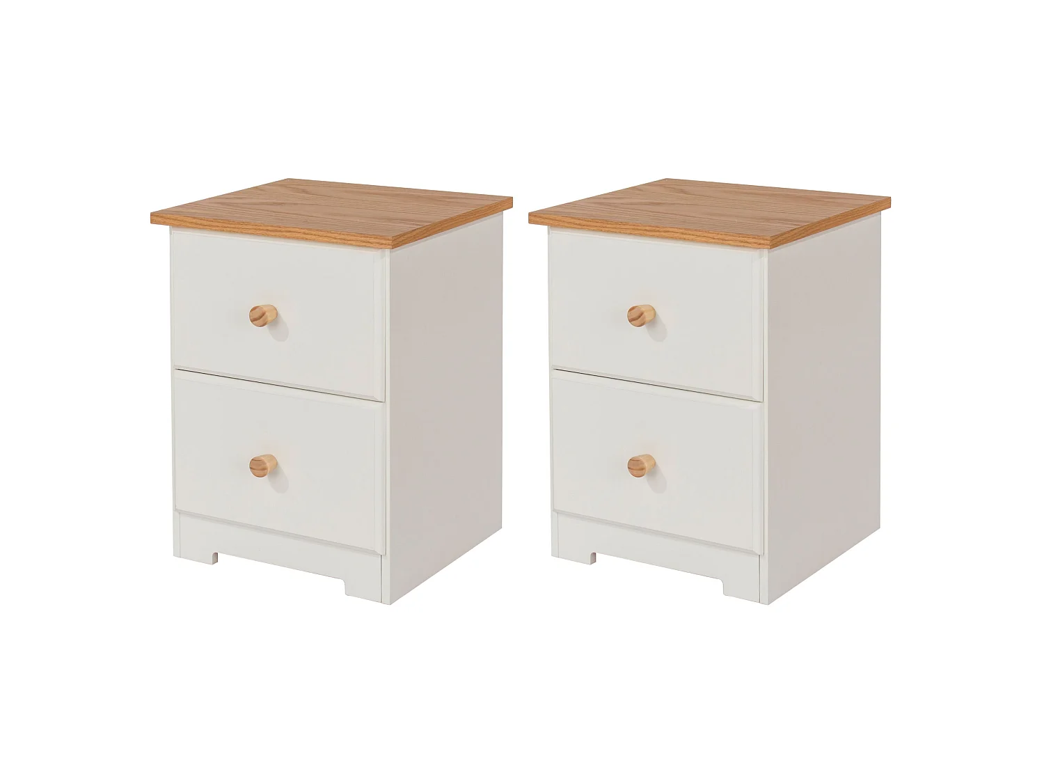 Pair of Colorado Country 2-Drawer Petite Bedside Cabinet, White Finish, Set of 2