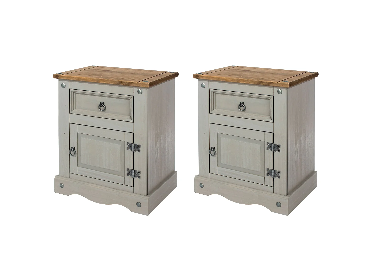 Pair of Corona 1 Door, 1 Drawer Bedside Cabinets, Set of 2
