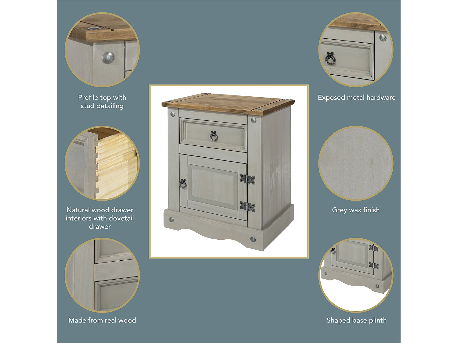 Pair of Corona 1 Door, 1 Drawer Bedside Cabinets, Set of 2