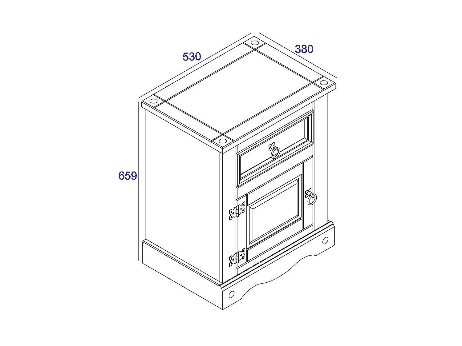 Pair of Corona 1 Door, 1 Drawer Bedside Cabinets, Set of 2