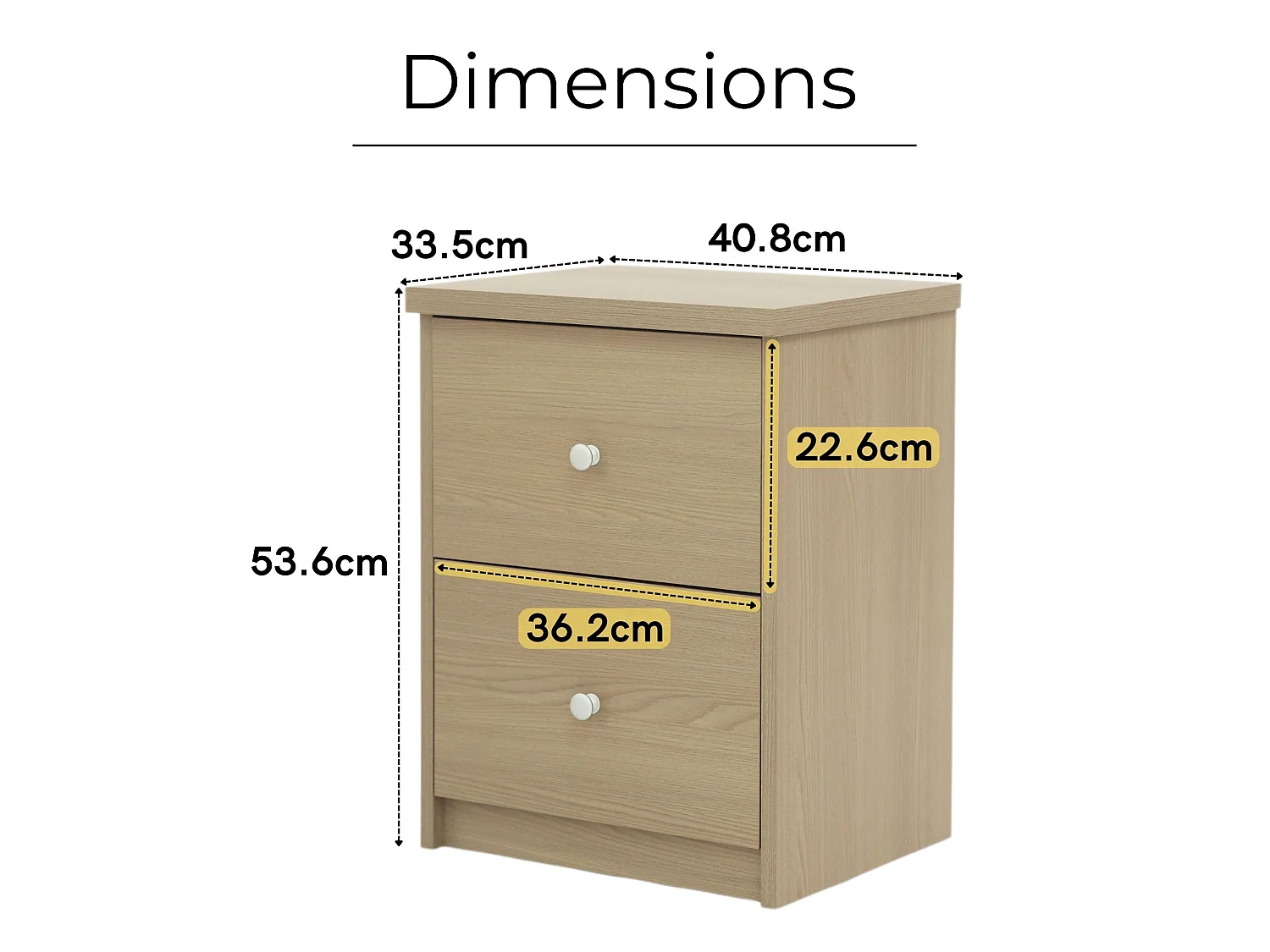 Freya 2-Drawer Modern Bedside Cabinet