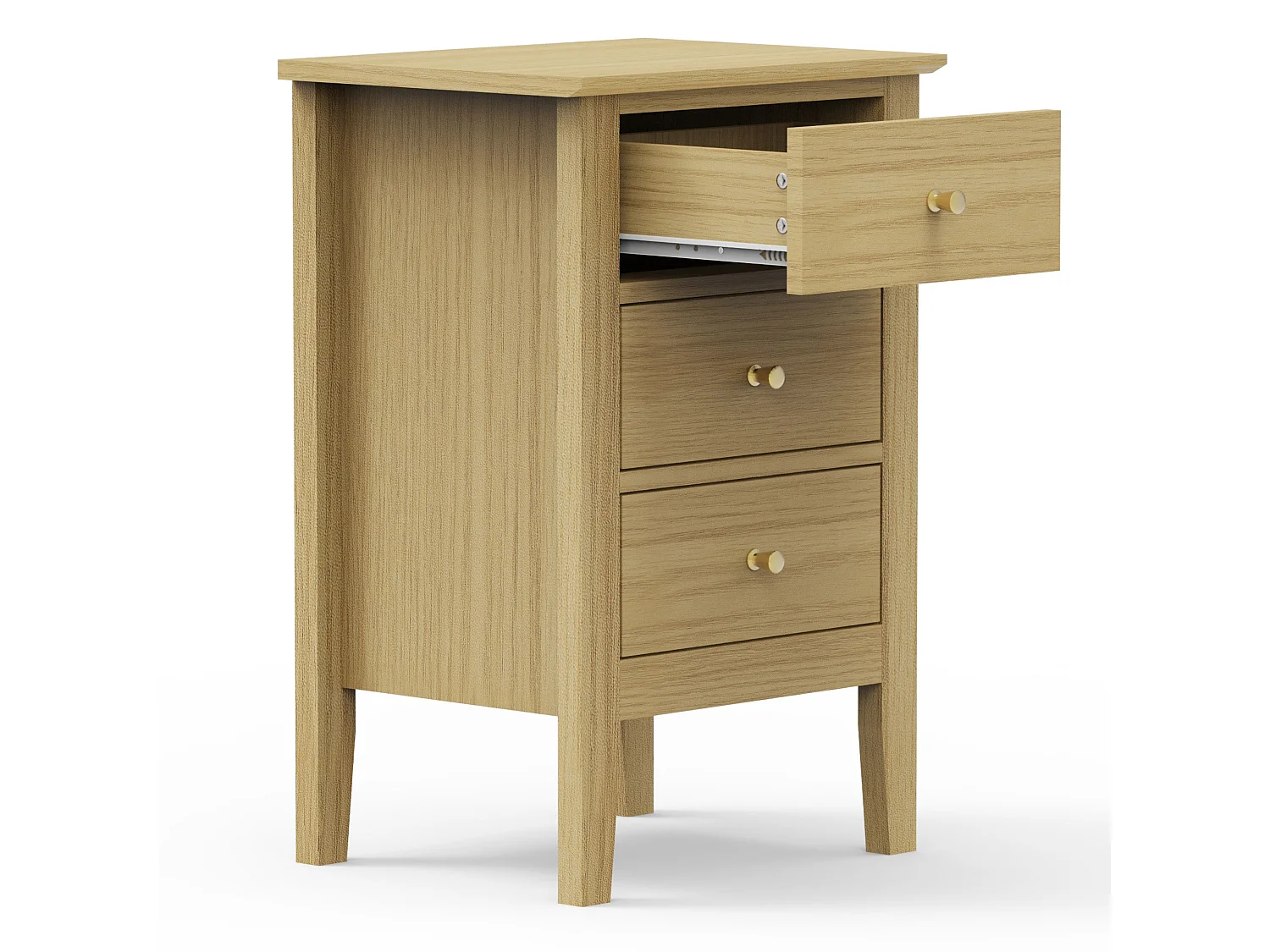 Pair of Henley Premium 3-Drawer Bedside Cabinet, Golden-Oak Finish with Metal Hardware, Set of 2