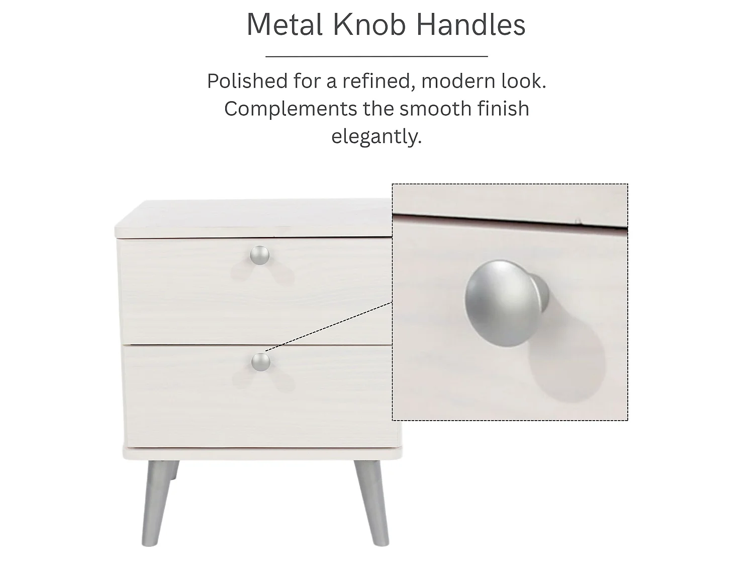 Pair of Augusta Curve 2-Drawer Shaker-Style Bedside Cabinet, Set of 2