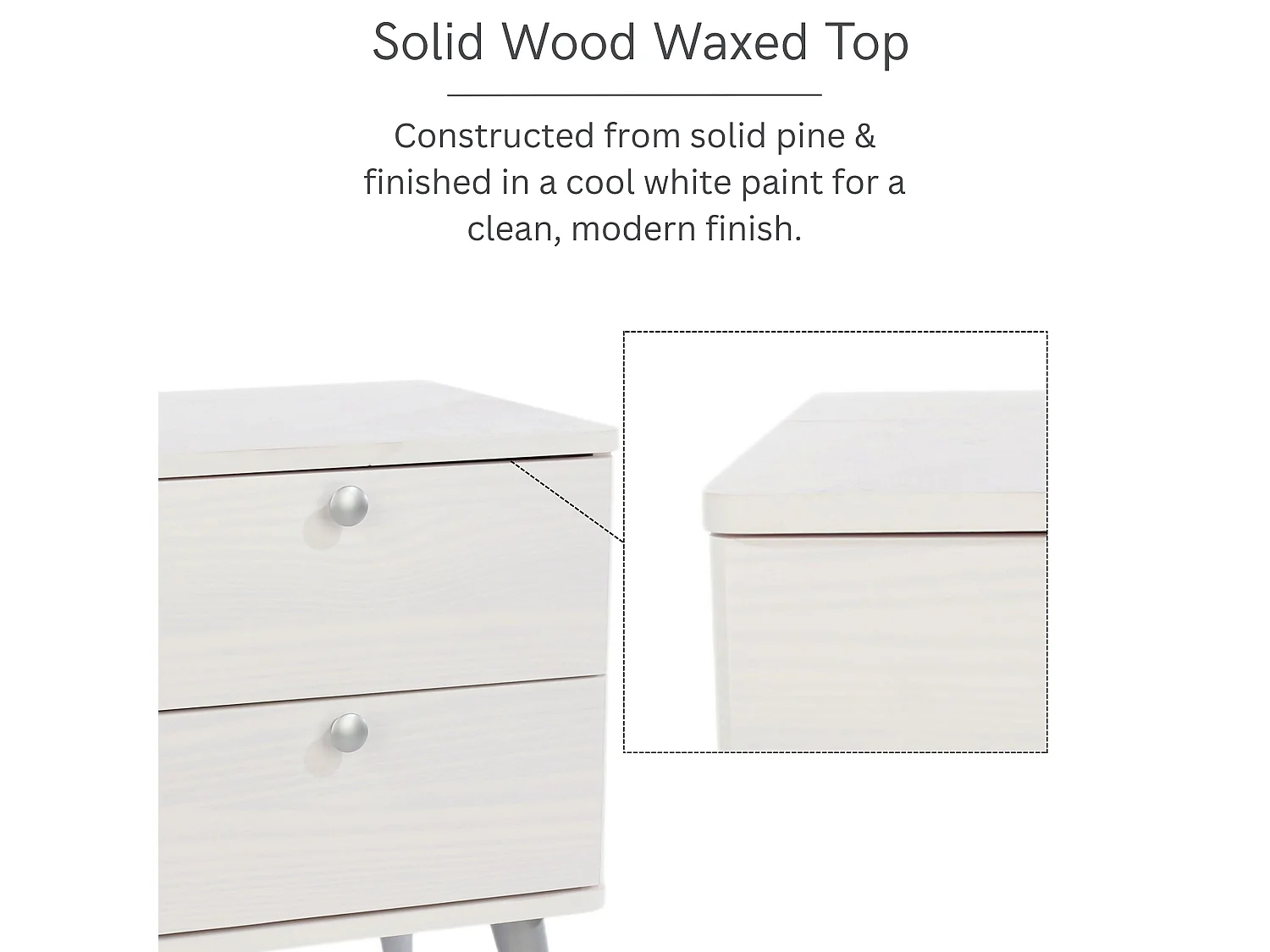 Pair of Augusta Curve 2-Drawer Shaker-Style Bedside Cabinet, Set of 2