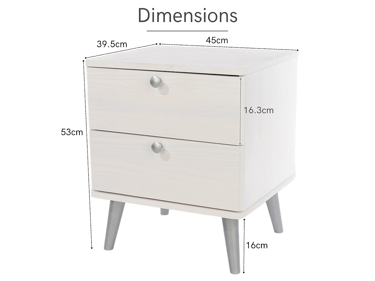 Pair of Augusta Curve 2-Drawer Shaker-Style Bedside Cabinet, Set of 2