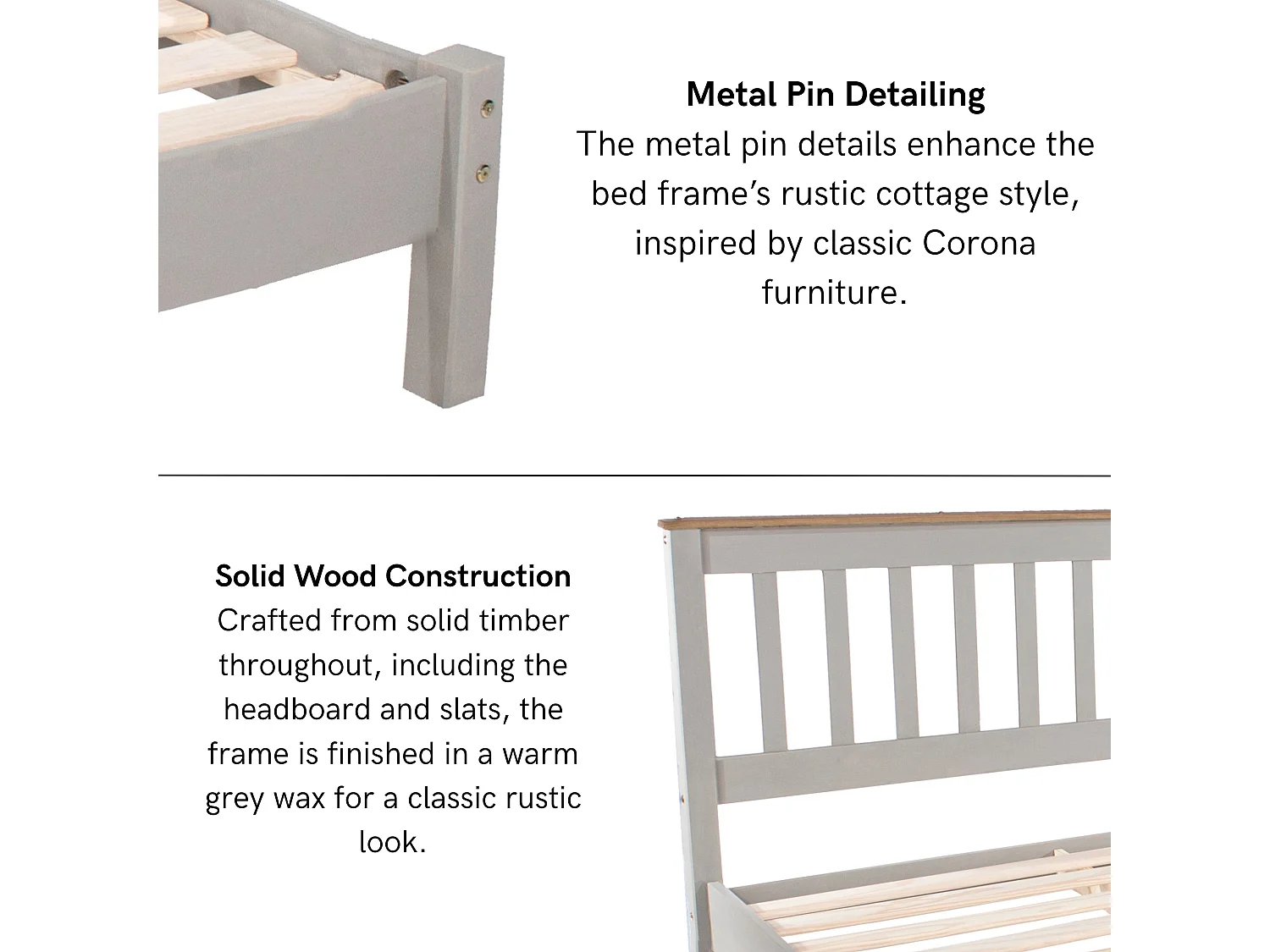 Corona Bed Frame with Slatted Headboard