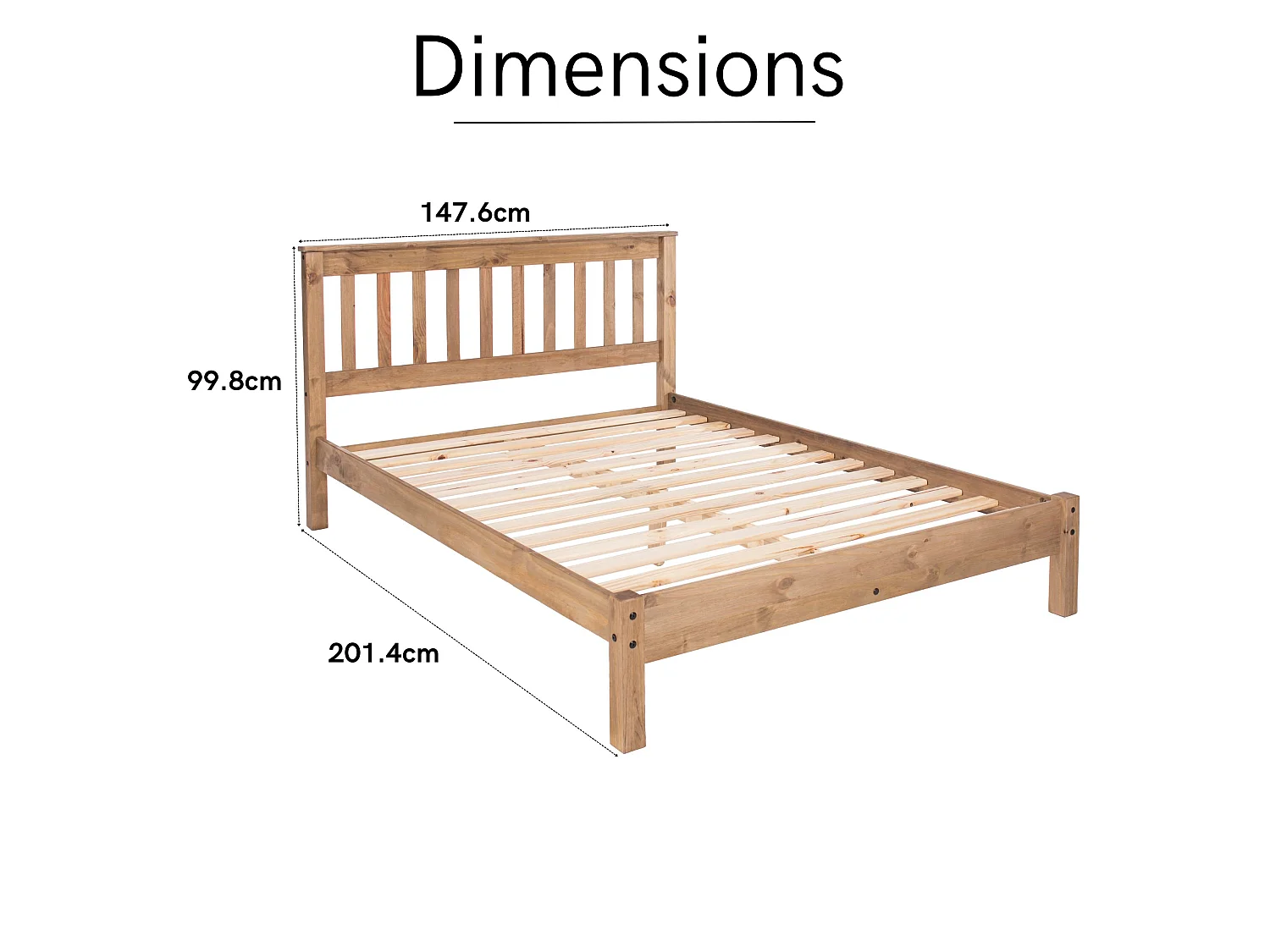 Corona Bed Frame with Slatted Headboard
