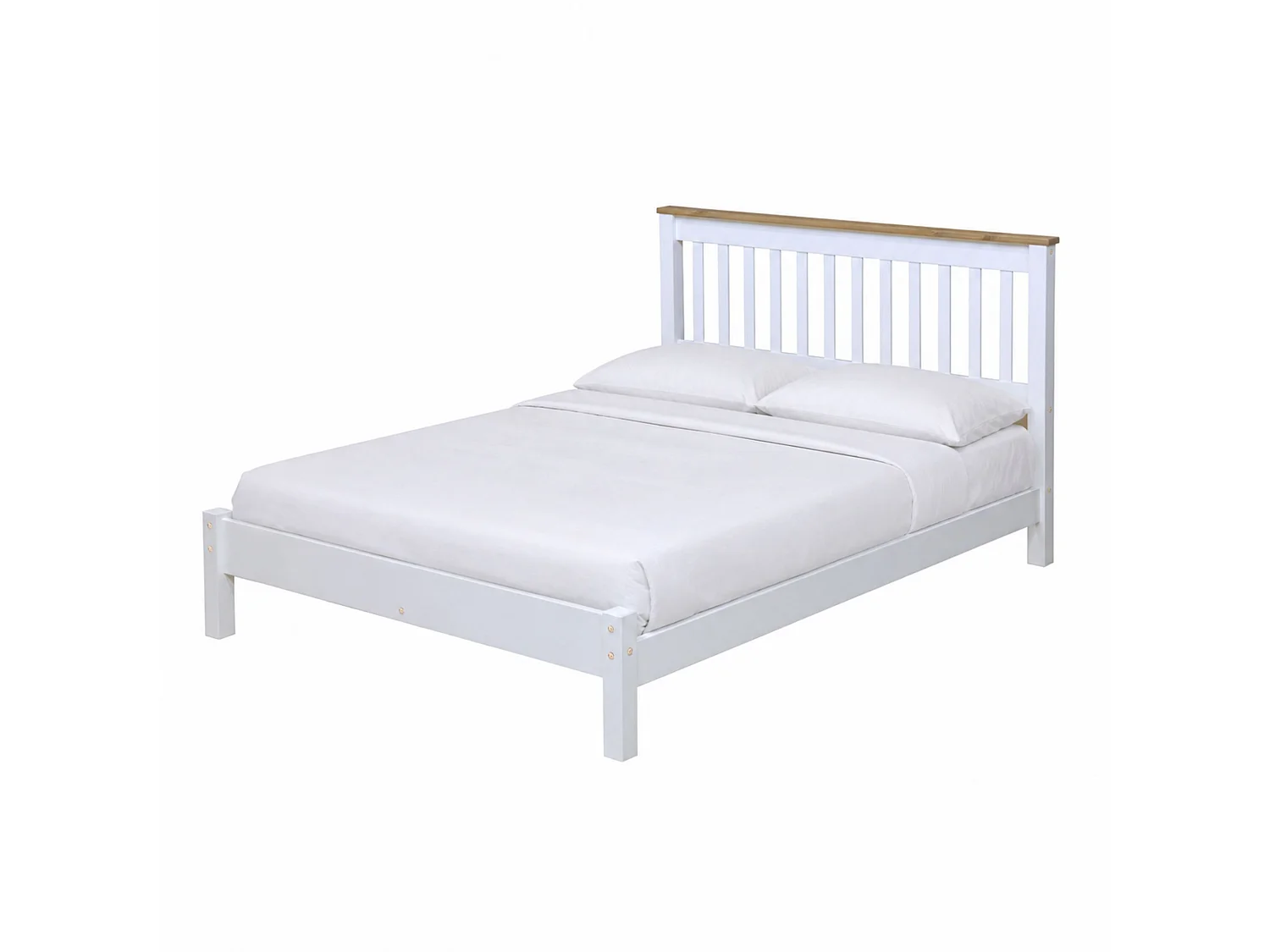 Capri Coastal Bed Frame with Slatted Headboard, UK Double Mattress Size