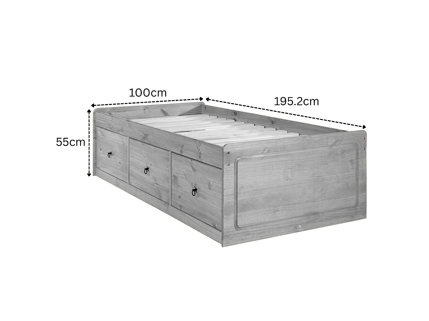 Corona 3-Drawer Storage Bed, UK Single Mattress Size