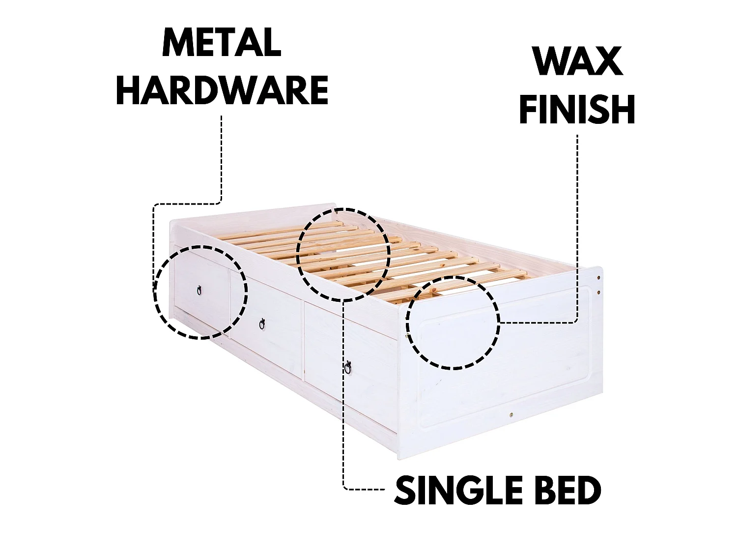 Corona 3-Drawer Storage Bed, UK Single Mattress Size